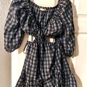 ILLA ILLA Plaid Mini Dress in Black and White